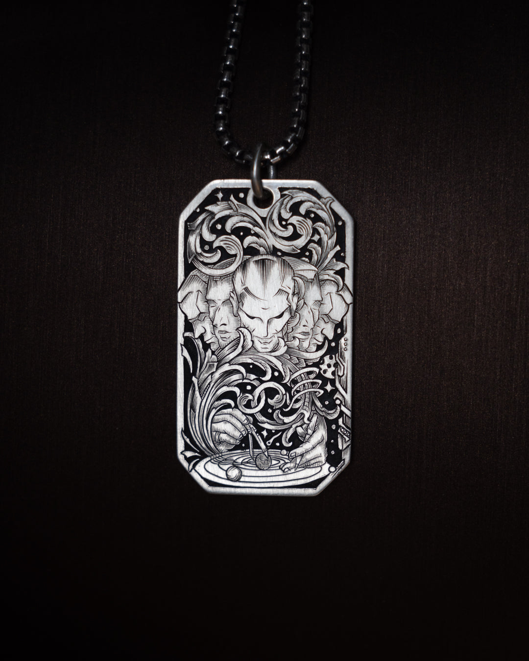 "Great Architect" Hand Engraved Dog Tag in Sterling Silver