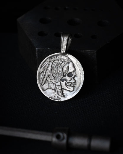 Sterling Silver Skull Hobo Nickel pendant