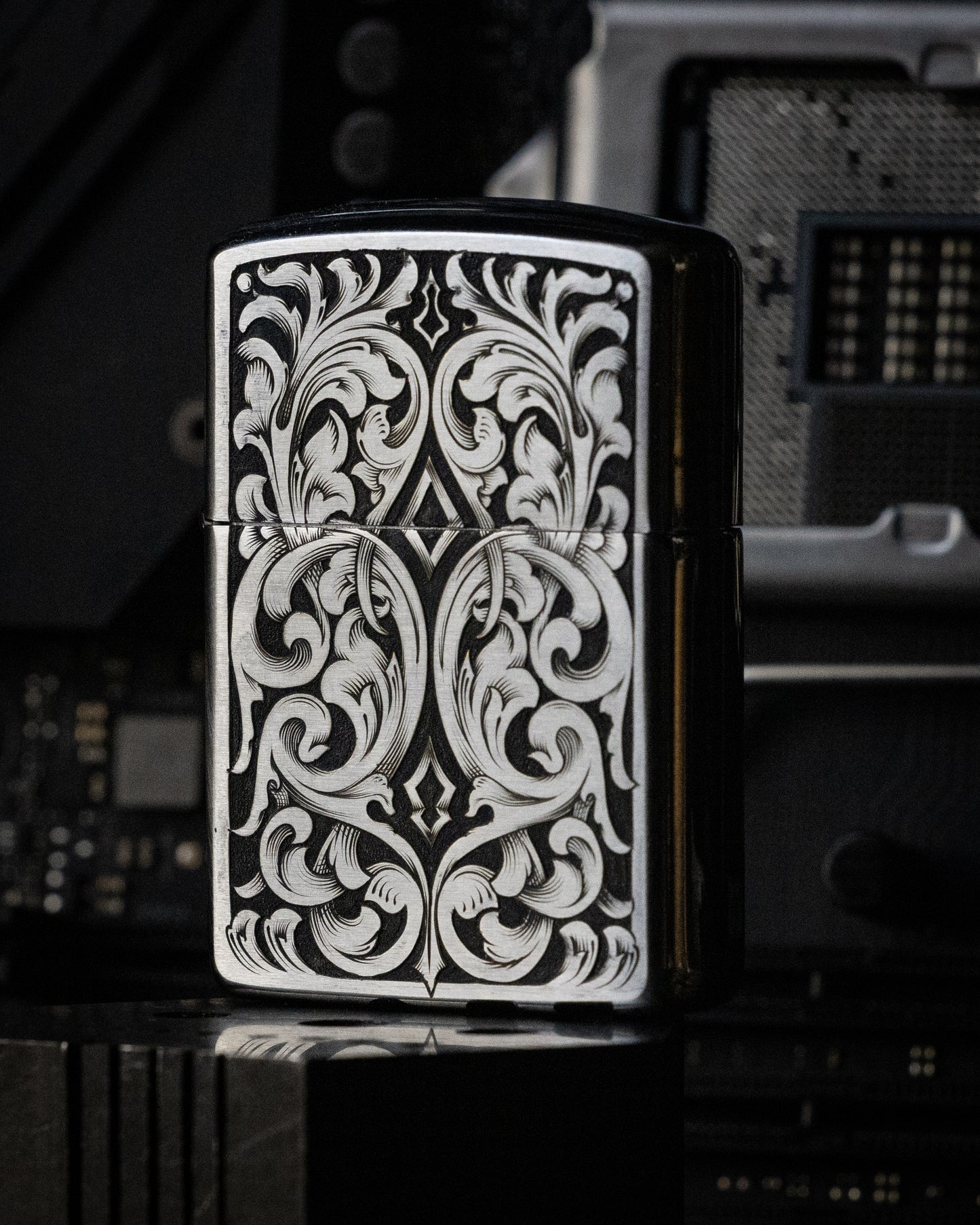 Hand Engraved Armor Zippo Lighter